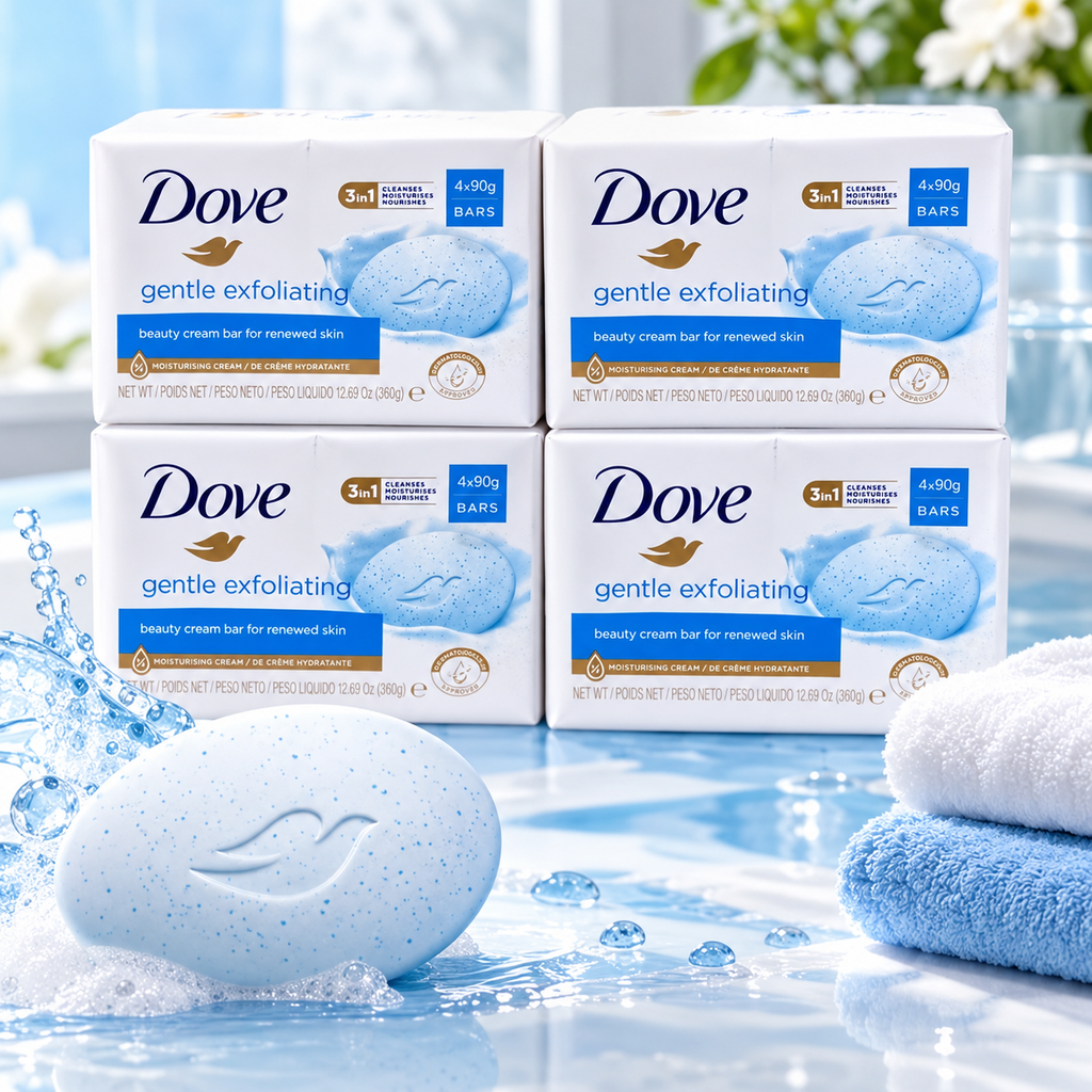 Dove Gentle Exfoliate Soap 90g – Mild Cleansing with Exfoliating Care 4Pcs