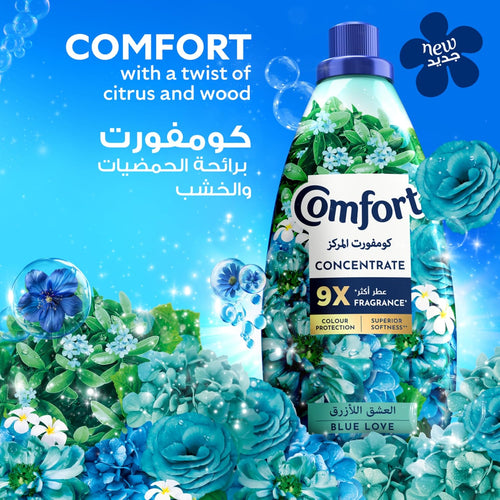 Comfort Concentrated Blue Love Fabric Softener 905ml – Long-Lasting Freshness 4pcs