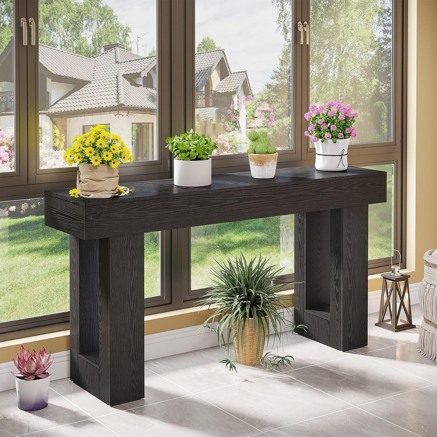 160cm Long Console Table, Wooden Rectangular Sofa Table