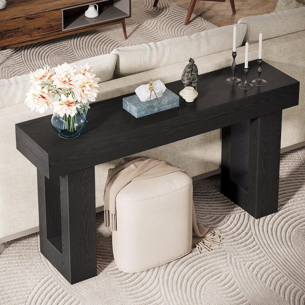160cm Long Console Table, Wooden Rectangular Sofa Table