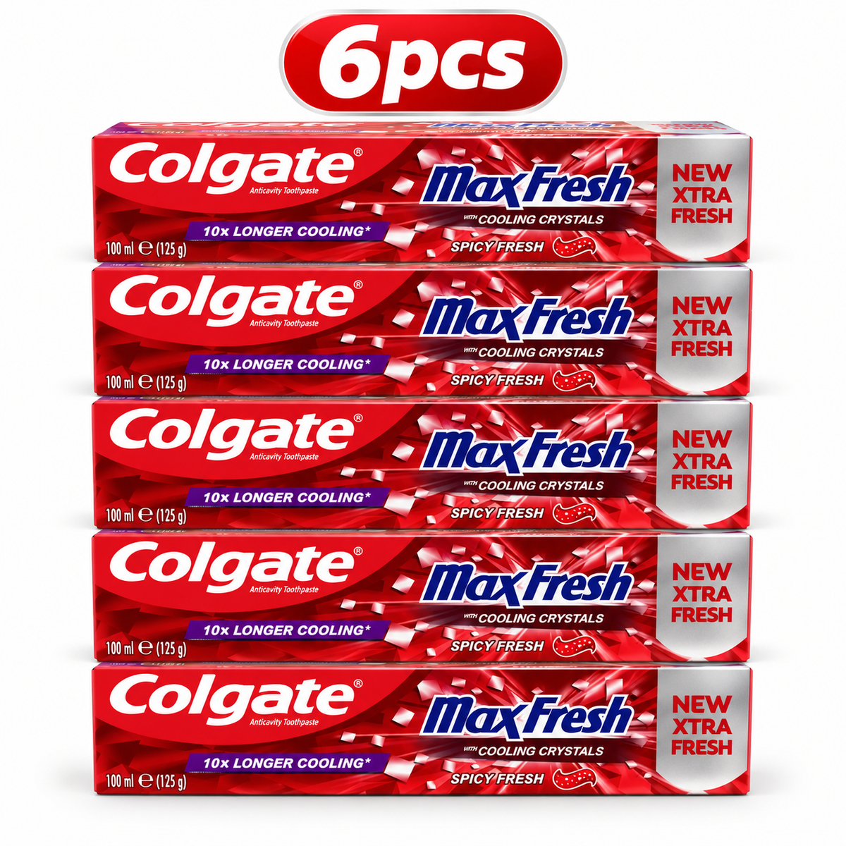 Colgate Max Fresh Spicy Fresh Toothpaste 100ml x 6pcs – Long-Lasting Freshness