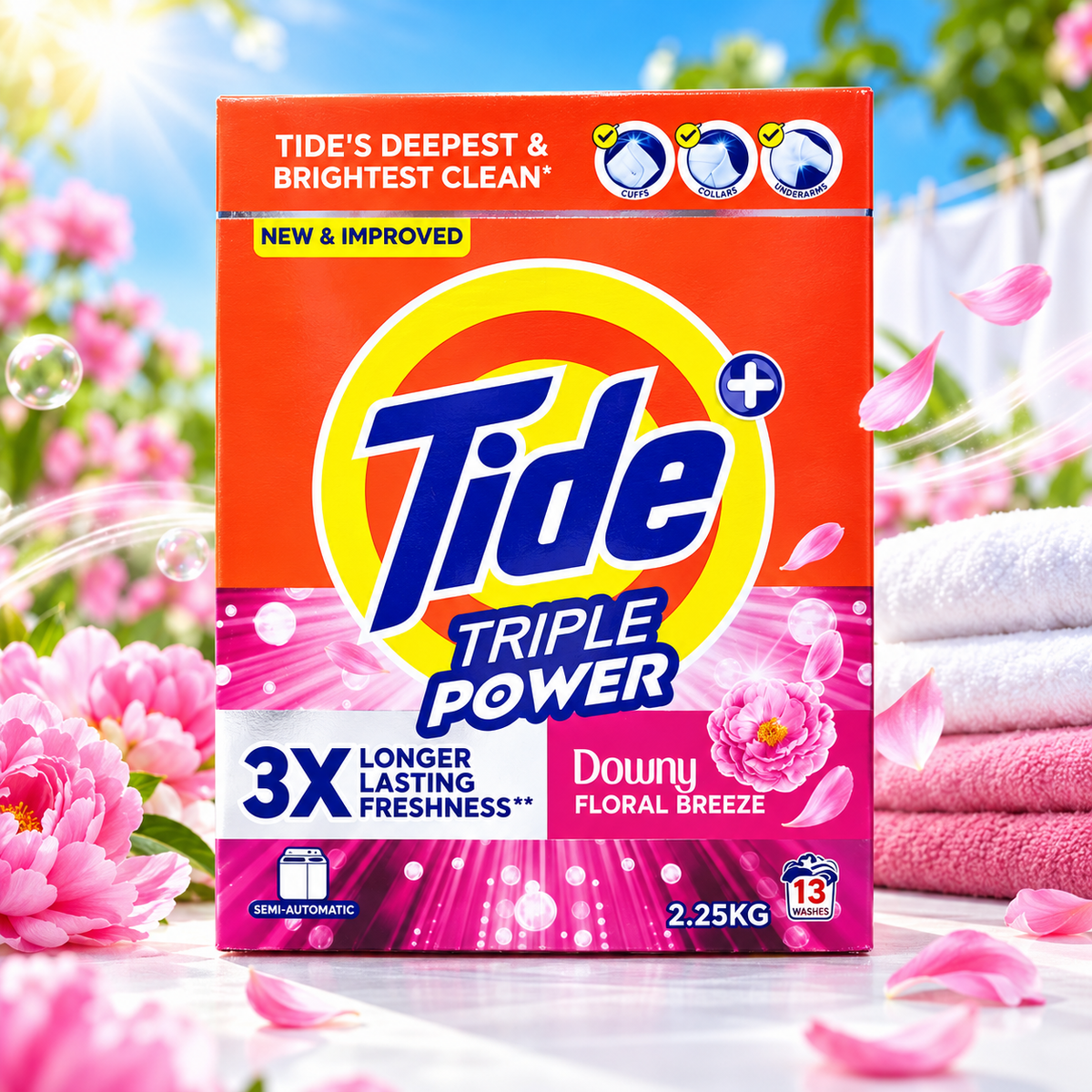 Tide Triple Power Blue 2.25kg – Deep Clean with Floral Breeze Freshness 2pcs