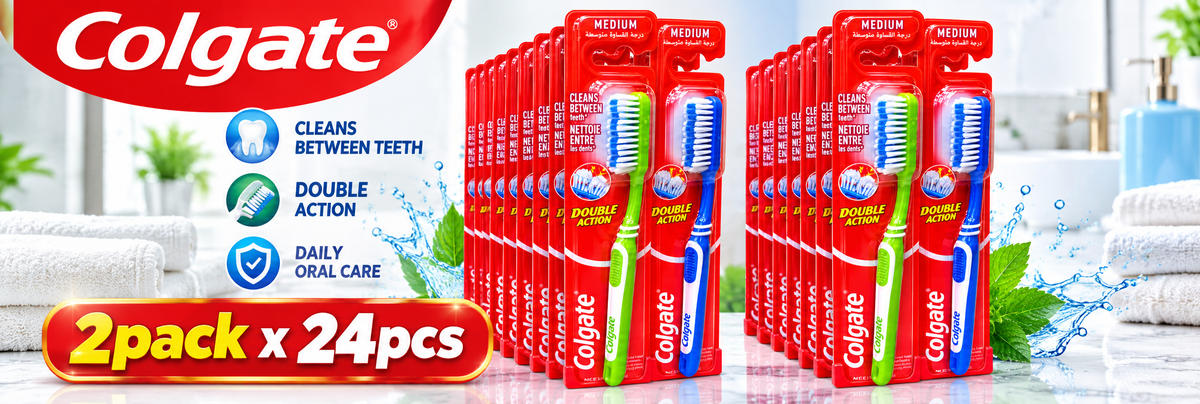 Colgate Double Action Toothbrush – Effective Everyday Cleaning 2pack x 24pcs