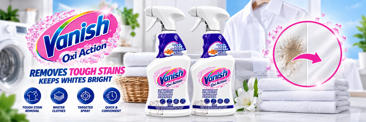 Vanish White Stain Remover Spray 750ml – Powerful Pre-Treat Cleaning 2pcs