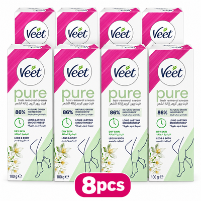 Veet Hair Removal Cream for Dry Skin 100ml x 8pcs – Smooth Skin Care