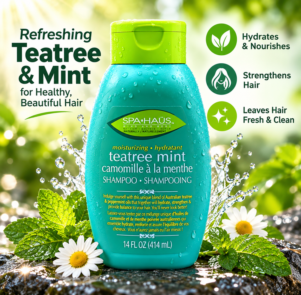 Spa Haus Moisturizing Shampoo 414ml x 6pcs – Tea Tree Mint Freshness