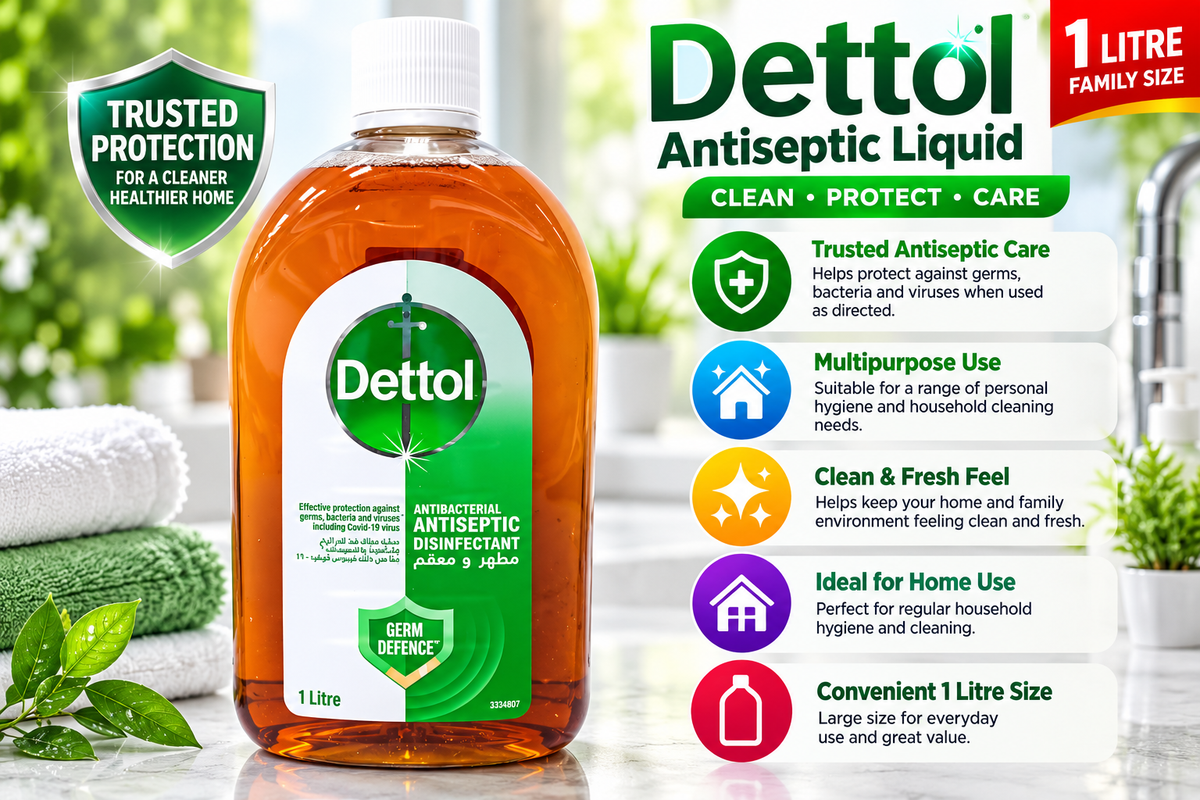 Dettol Liquid 1L x 2pcs – Multipurpose Antiseptic Care for Home & Family