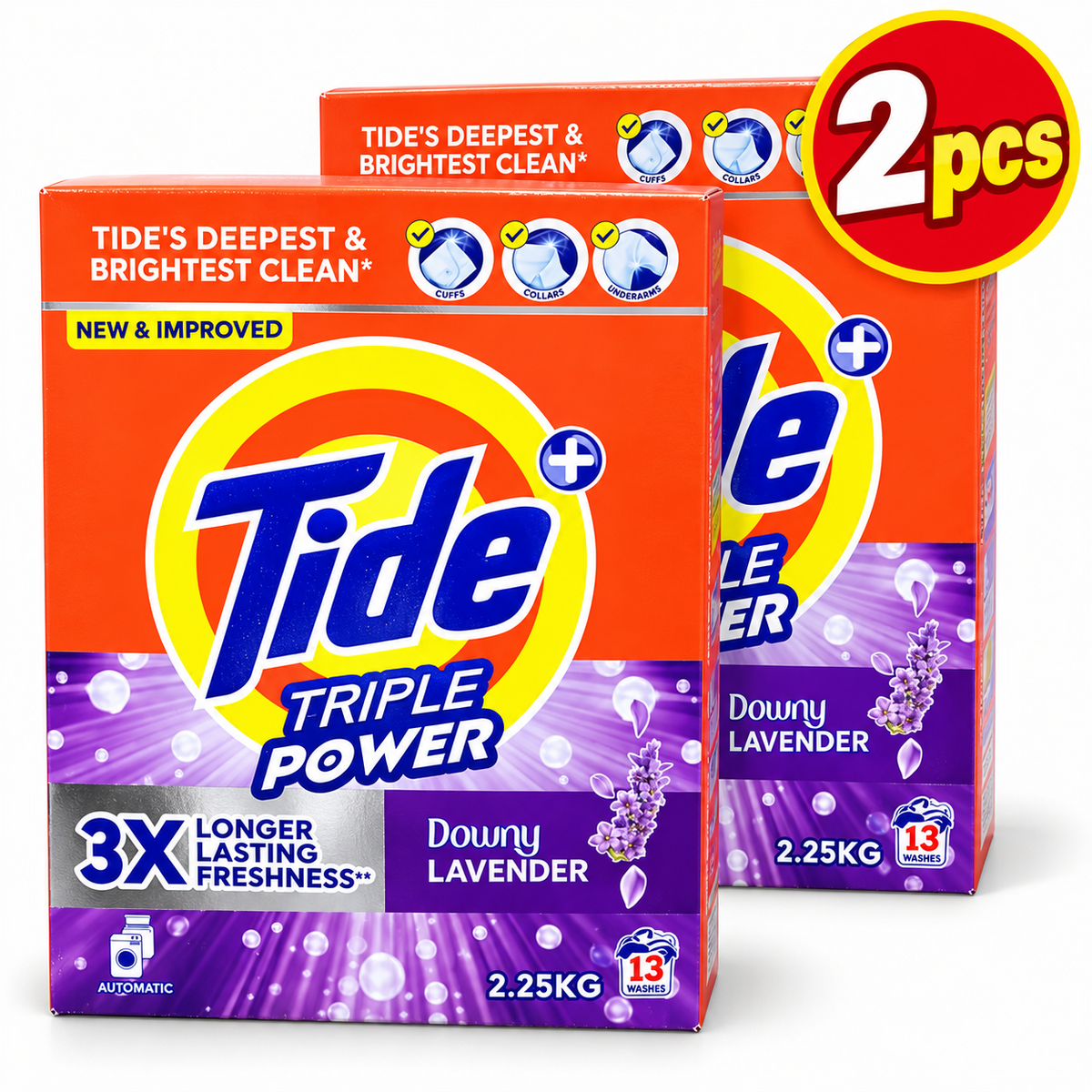 Tide Triple Power Green 2.25kg – Fresh Lavender Laundry Care 2pcs