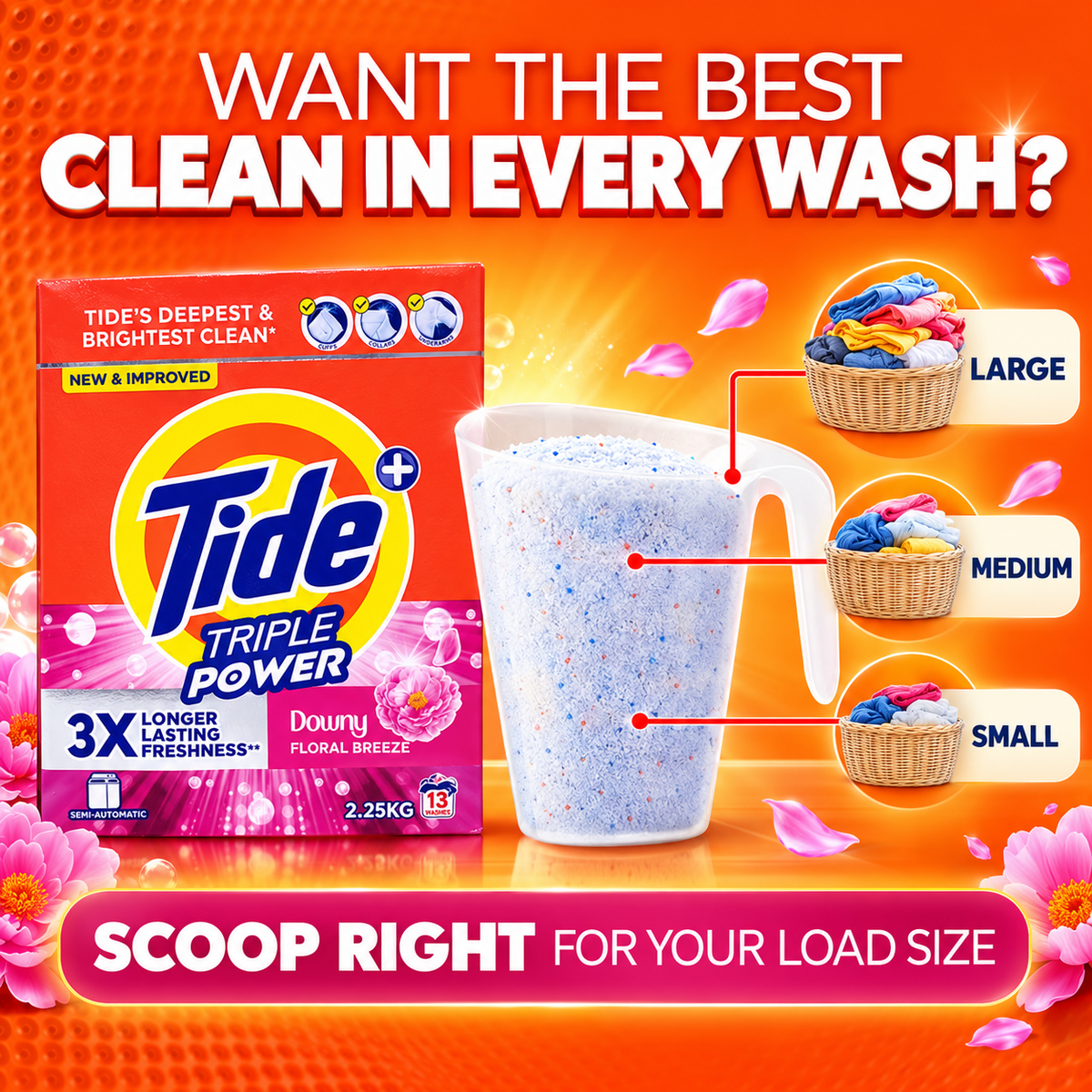 Tide Triple Power Blue 2.25kg – Deep Clean with Floral Breeze Freshness 2pcs