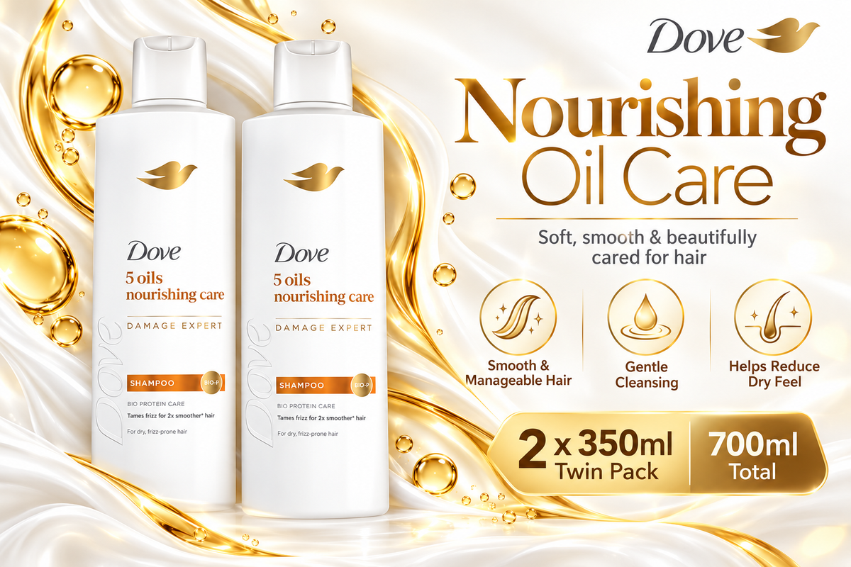 Dove Nourishing Oil Care Shampoo Twin Pack – 2 × 350ml