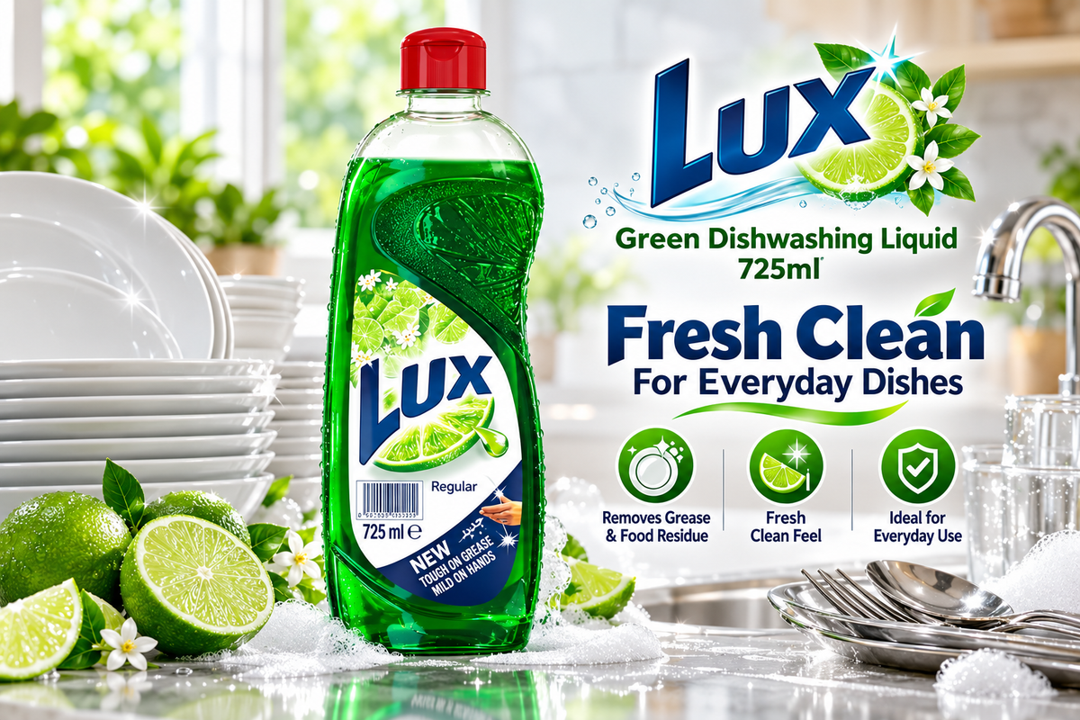 Lux Green Regular Dishwash 750ml x 6pcs – Everyday Kitchen Cleaning