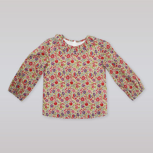 Amberley London Girls Cotswold Clematis Floral Print Long Sleeve Blouse