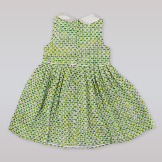Elegant Amberley London Margot Dress in Charming Apple Green Cotton