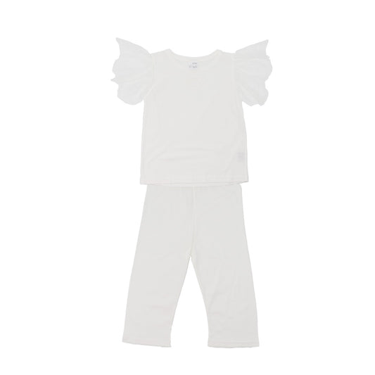 Amiki Paula White Lace Flutter Sleeve Girls Luxury Nightgown