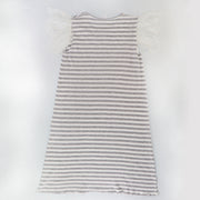 AMIKI Gloria Girls Striped Cotton Nightgown in Blue and White
