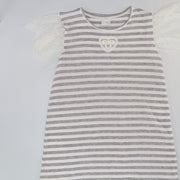AMIKI Gloria Girls Striped Cotton Nightgown in Blue and White