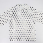 Rachel Riley Boys Ivory Navy Anchor Embroidered Cotton Polo