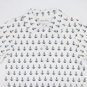 Rachel Riley Boys Anchor Embroidered Cotton Polo Shirt Ivory Navy