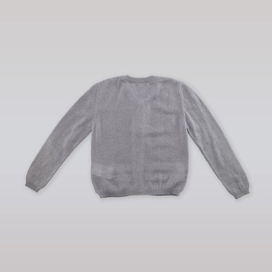 Elegant Hucklebones London Smoke Grey Knit Cardigan for Girls