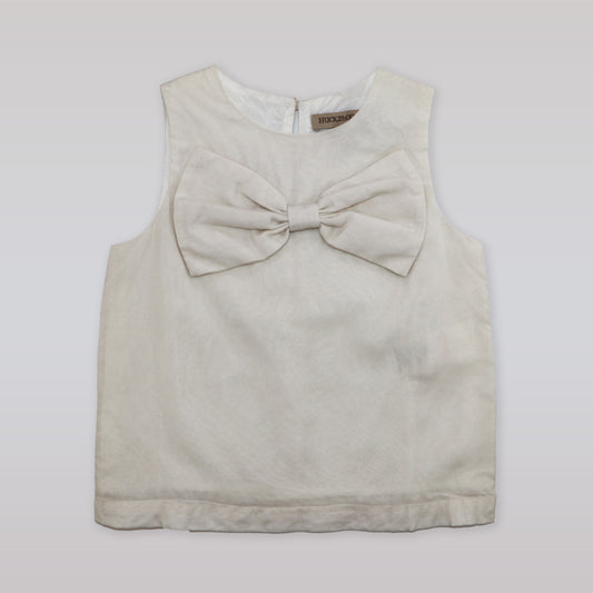 Elegant Huckle Bones Ivory Sheer Organdy Girls Party Dress