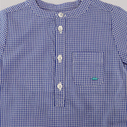 Marie Chantal Classic Blue Gingham Short Sleeve Cotton Baby Shirt