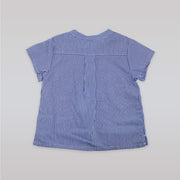 Marie Chantal Classic Blue Gingham Short Sleeve Cotton Baby Shirt