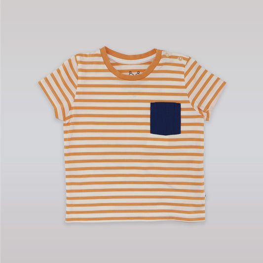 Marie Chantal Tangerine Stripe Cotton Tee for Stylish Kids