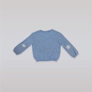 Marie Chantal Blue Star Crown Knit Cardigan for Toddlers