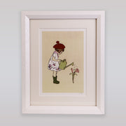 Belle & Boo Girl Watering Flowers Signed Giclee Art Print
