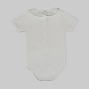 Soft Nanos Baby Body with Elegant White Lace Collar Trim