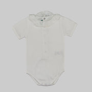 Soft Nanos Baby Body with Elegant White Lace Collar Trim