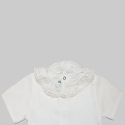 Soft Nanos Baby Body with Elegant White Lace Collar Trim