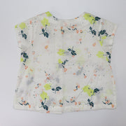 Marie Chantal Girls Floral Print Bow Accent Cotton Summer Blouse