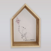 Bloomingville Natural Wood House Shaped Wall Display Boxes Set of 2