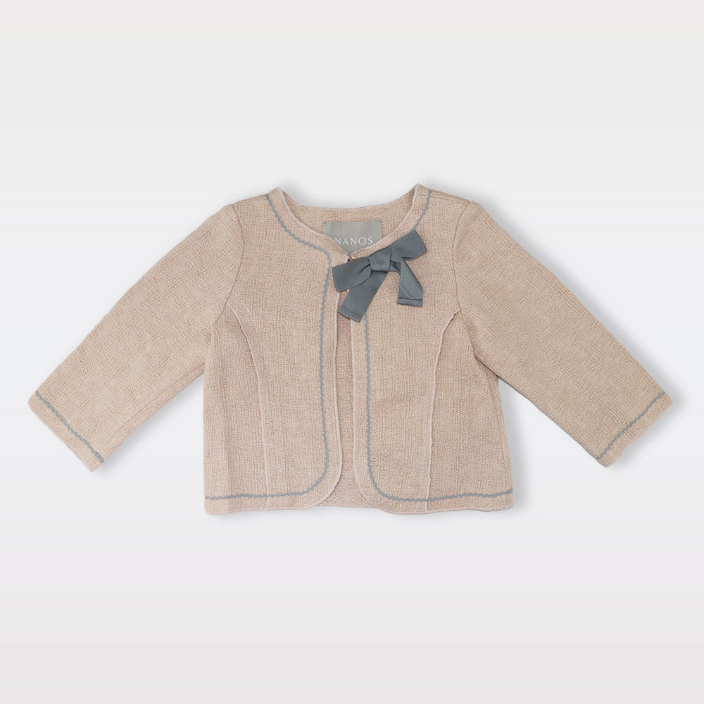 Nanos Baby Girls Pink Quilted Button Front Luxury Fashion Jacket