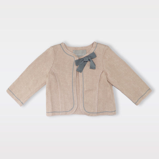 Nanos Baby Girls Pink Quilted Button Front Luxury Fashion Jacket