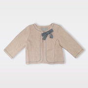 Nanos Baby Pink Quilted Hooded Jacket with Faux Fur Trim