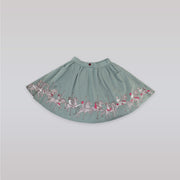 Belle & Boo Reversible Carousel Skirt in Teal Blue Cotton