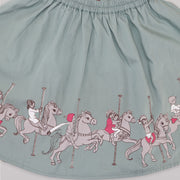 Belle & Boo Reversible Carousel Skirt in Teal Blue Cotton
