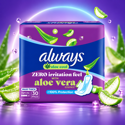 Always Aloe Cool Thick Pads – Fresh Comfort – 30 Pads