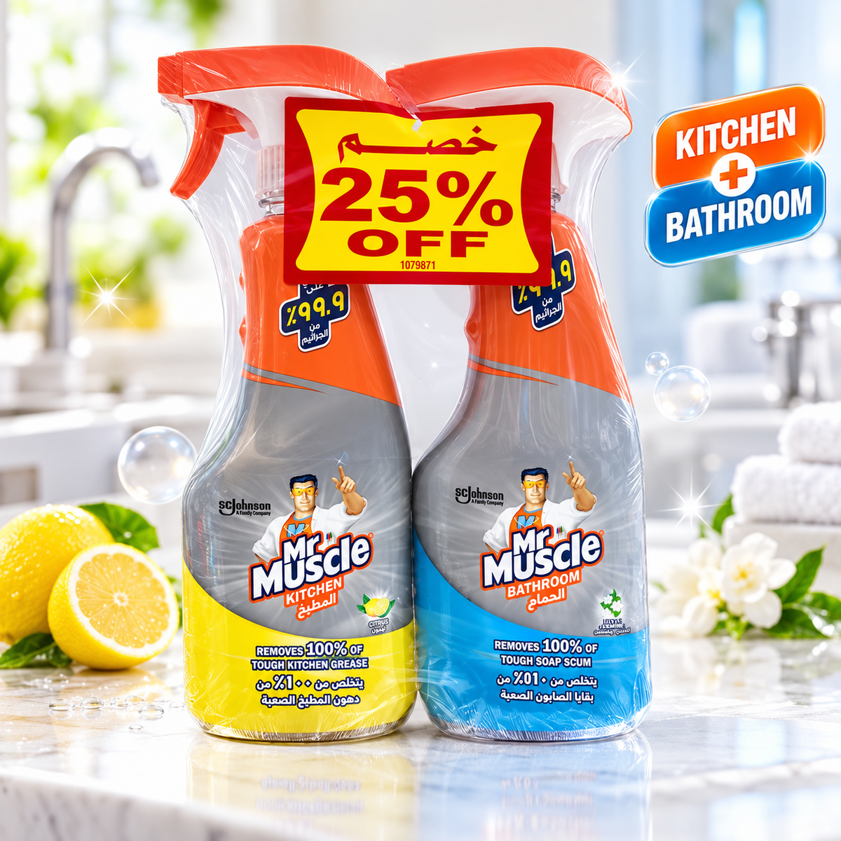 Mr Muscle Kitchen + Bathroom Cleaner Twin Pack – 2 x 500ml