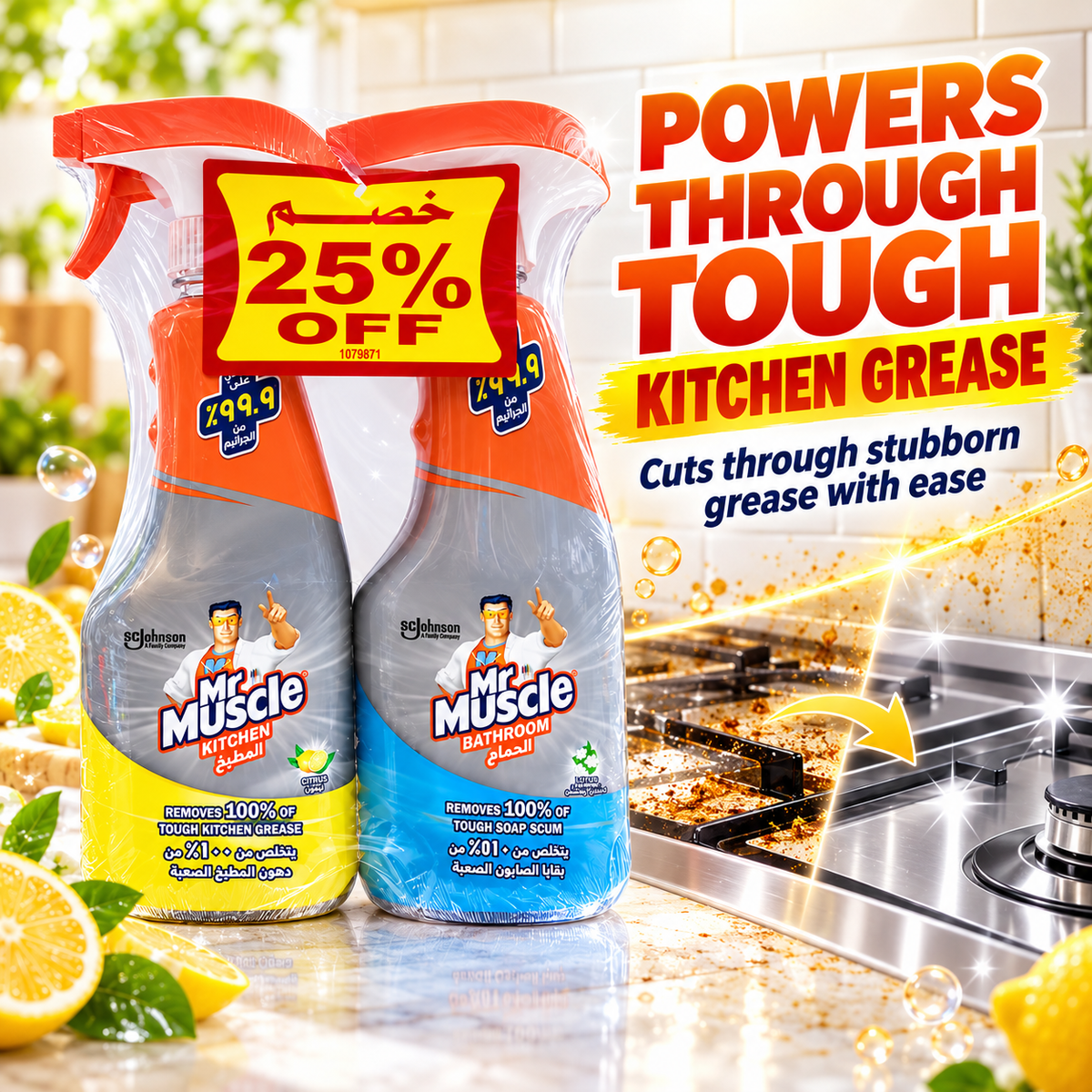 Mr Muscle Kitchen + Bathroom Cleaner Twin Pack – 2 x 500ml