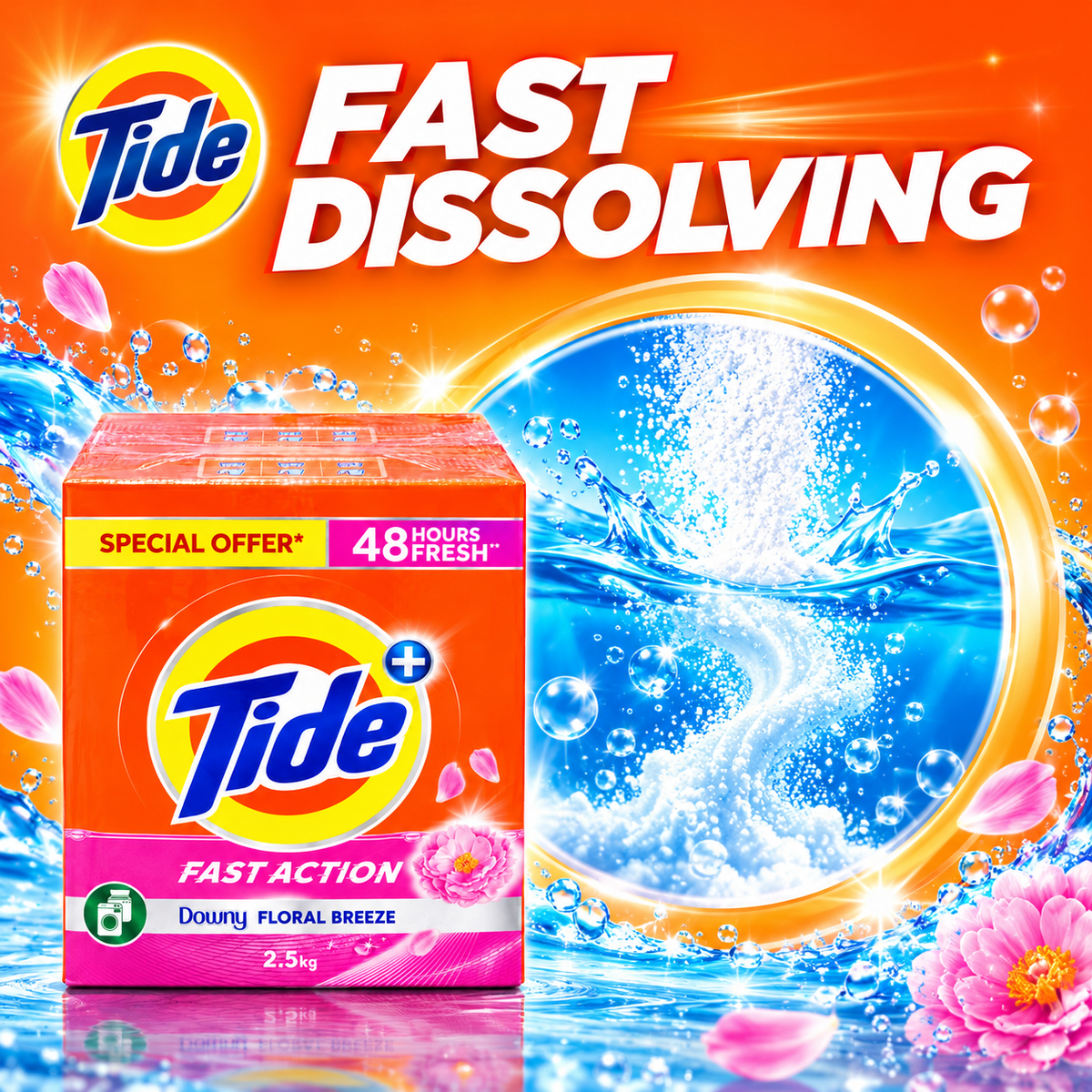 Tide Fast Action Downy Floral Breeze Detergent Powder – 2.5kg