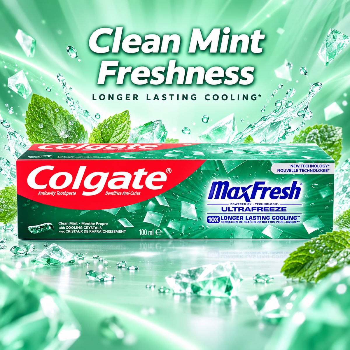 Colgate Max Fresh Clean Mint Toothpaste 100ml – Refreshing Mint Freshness x10pcs