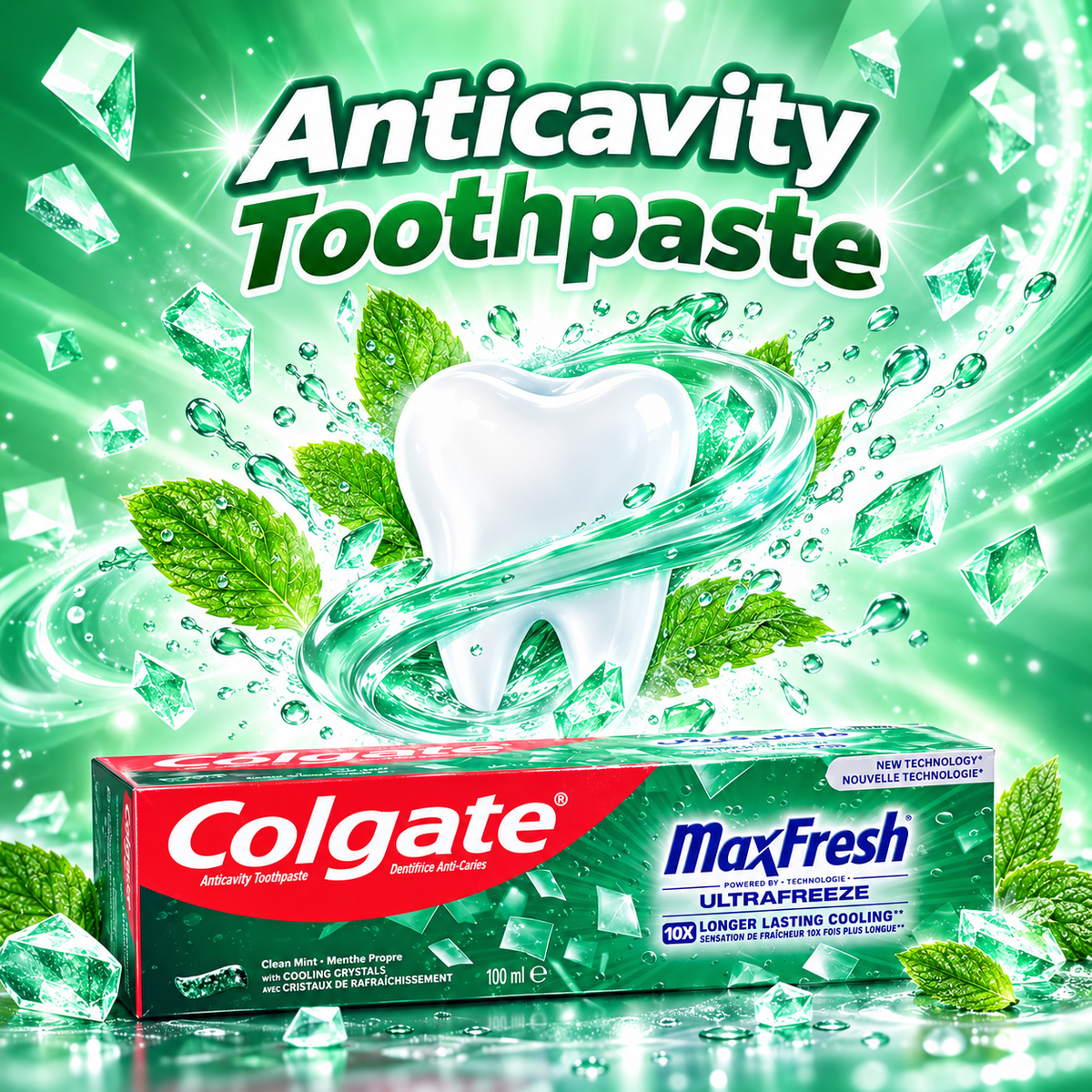 Colgate Max Fresh Clean Mint Toothpaste 100ml – Refreshing Mint Freshness x10pcs