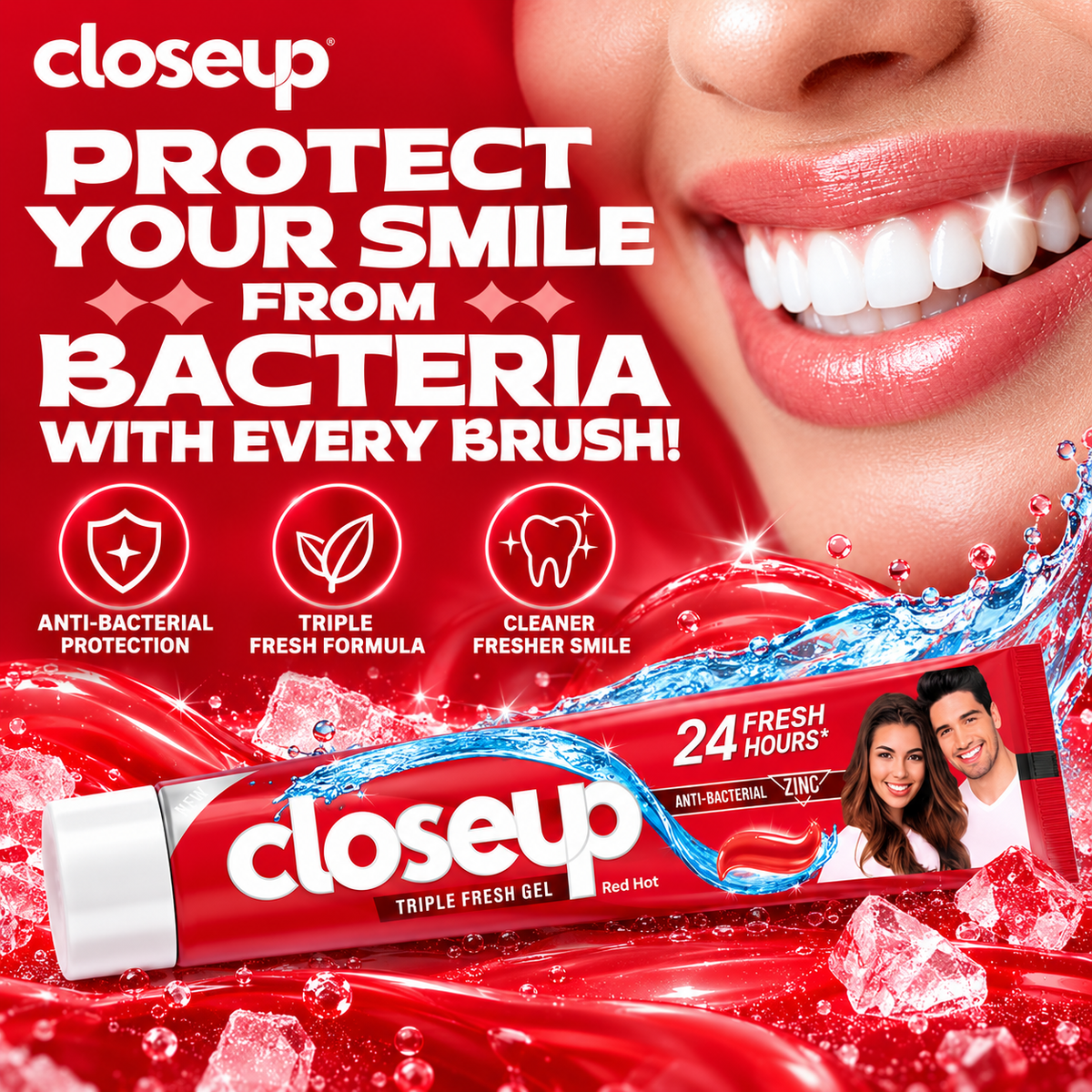 Closeup Red Toothpaste – Fresh Breath & Daily Cleaning 75ml 4 Pcs