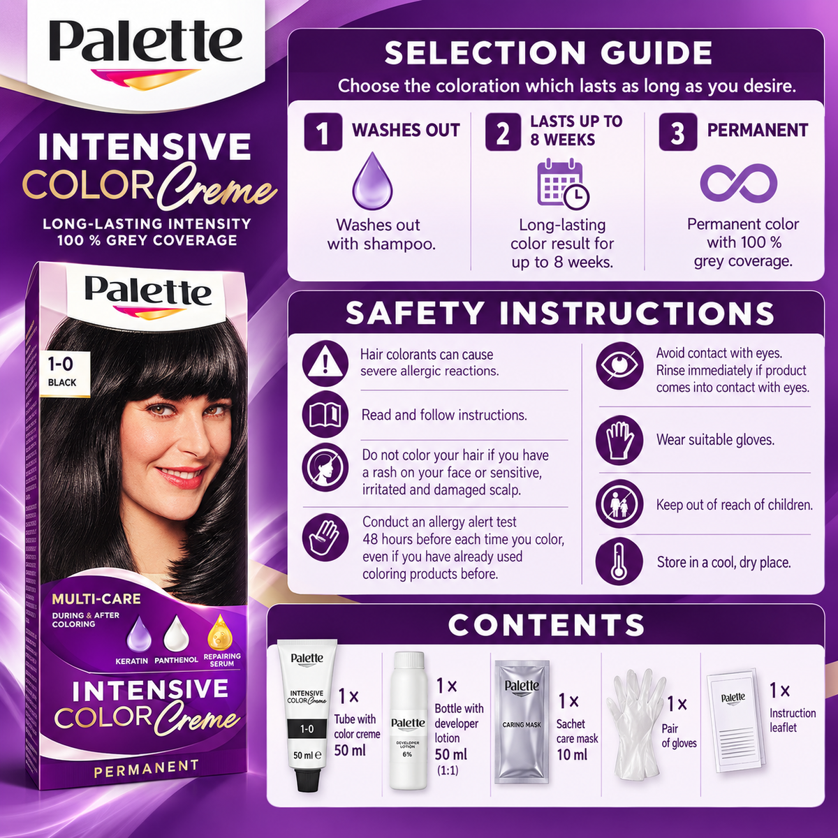 Palette Intensive Color Creme 1-0 Black Hair Color