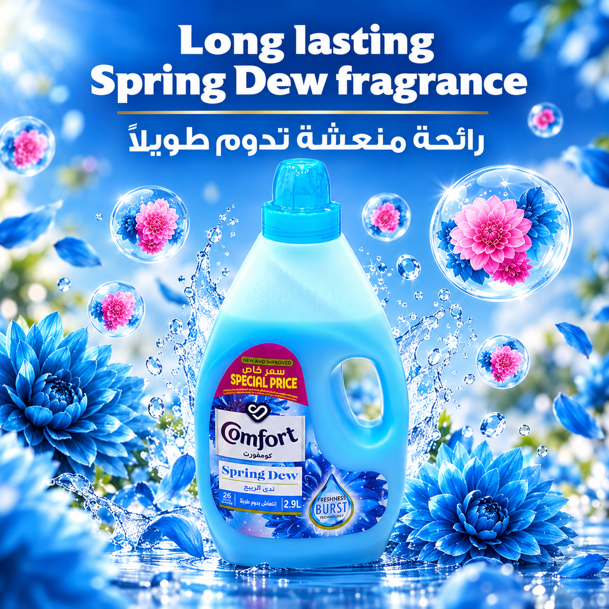 Comfort Spring Dew Blue Fabric Conditioner – 2.9L