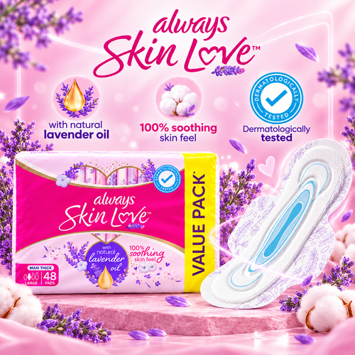 Always Skin Love Large Natural Lavender Pads – 2 x 48 Pack