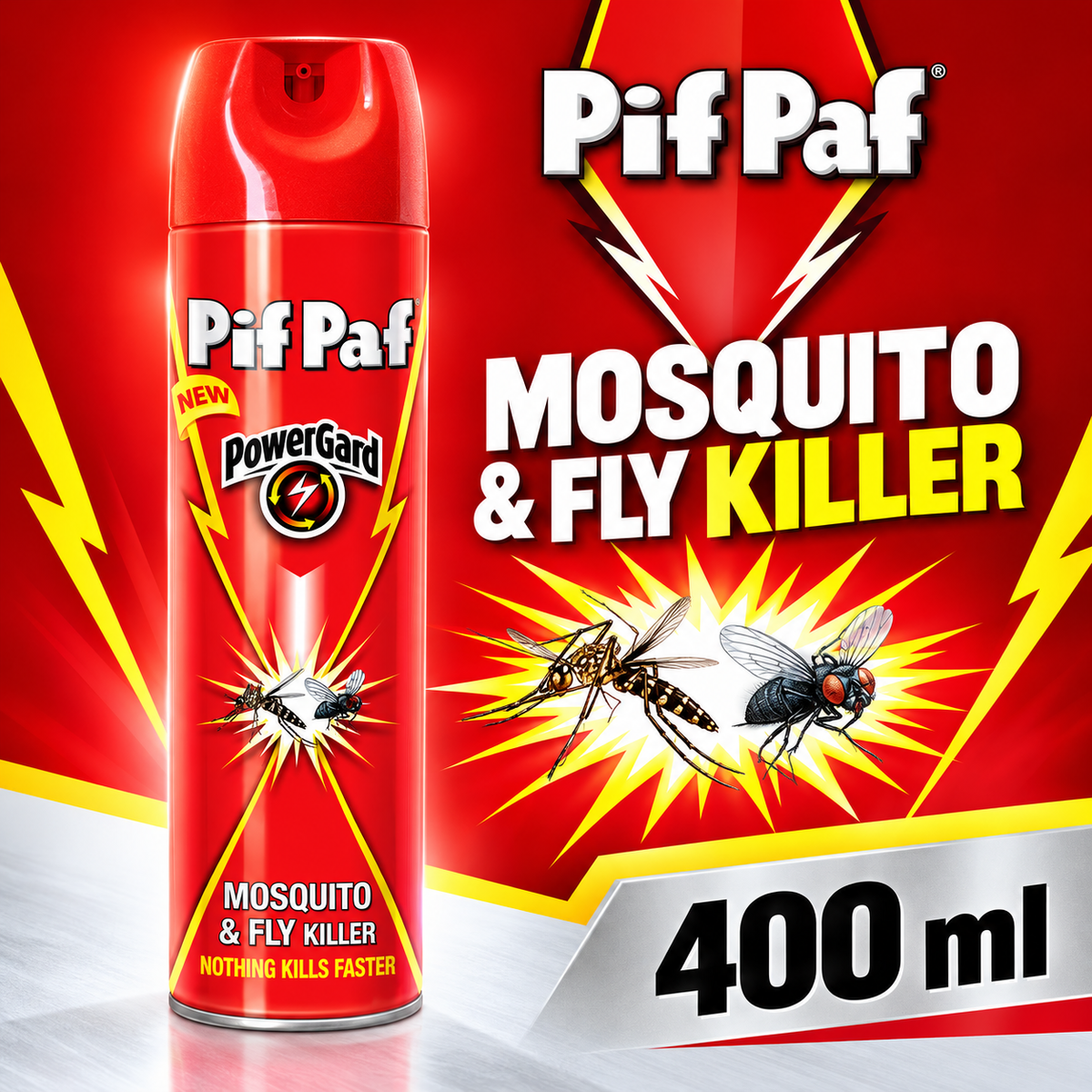 Pif Paf Red Mosquito & Fly Killer Spray 400ml – 6 Pcs Fast-Action Insect Control